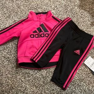 Adidas baby6 month pink and black track suit